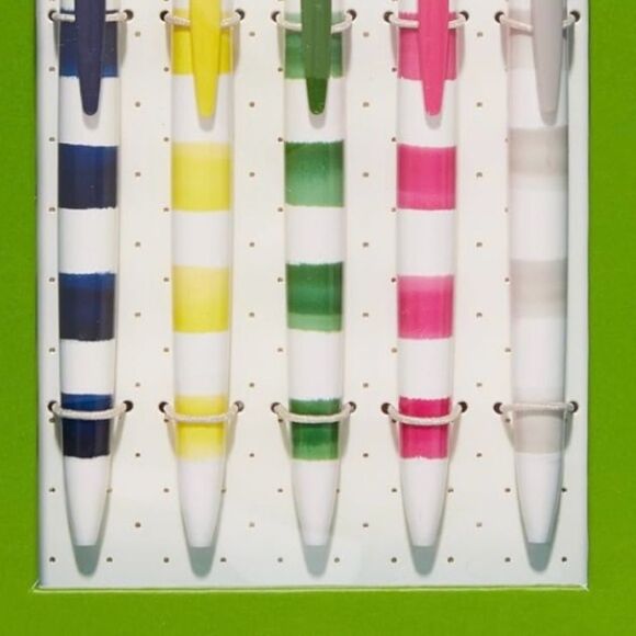 Kate Spade New York Black Ink Plastic Click Pens, Rugby Stripe (Set of 5) - Picture 5 of 10